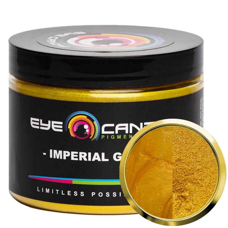 Eye Candy Pigments Premium Gold Mica Powder - Imperial Gold (50gr) - for Epoxy, Resin, Soap, Paint, Woodworking, Acrylic Pouring, Bath Bombs, Fishing Lures - DIY Arts and Crafts Additive - Image 1